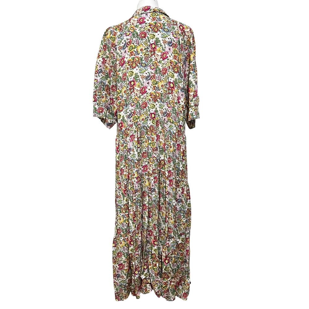 Natural Life Rebecca Tiered Midi Dress Flowy Floral Cottage Boho Pockets XXL - Picture 6 of 10